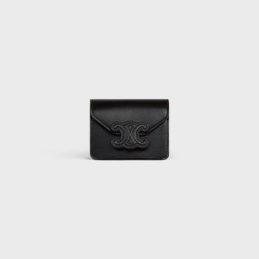 Card Holder On Chain Leather - Black