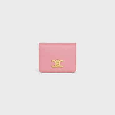 Triomphe Slg Compact Wallet Shiny Calfskin - Rose