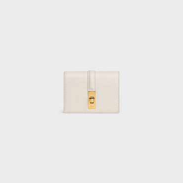 Card Holder With Flap - White Cotton