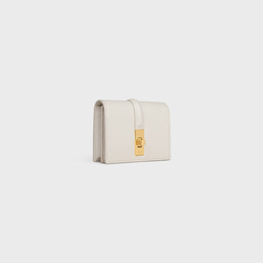 Card Holder With Flap - White Cotton