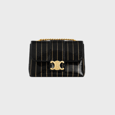 Celine Victoire Slg Mini Striped Sequins - Black / Gold