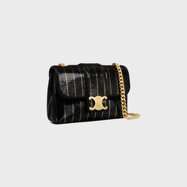 Celine Victoire Slg Mini Striped Sequins - Black / Gold