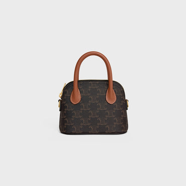 Triomphe Canvas Slg Mini Honorine & Calfskin - Tan