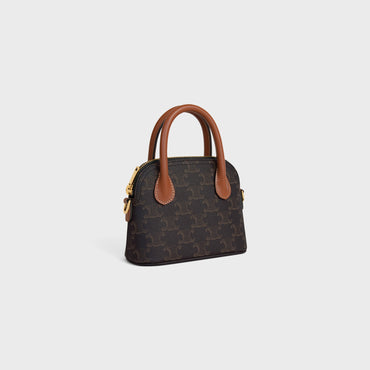 Triomphe Canvas Slg Mini Honorine & Calfskin - Tan