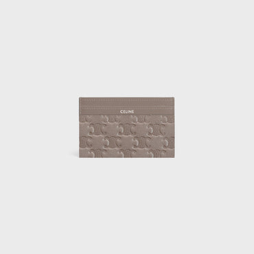 Triomphe All Over Medium Card Holder Calfskin Embossed - Pebble