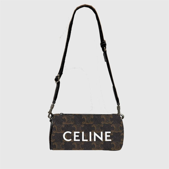 Men Triomphe Canvas Cylinder Bag - Black