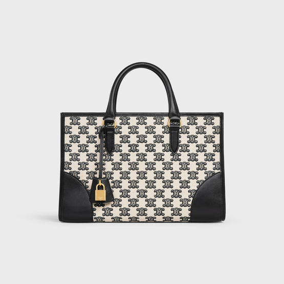 Women Triomphe Embroidery Mini Horizontal Tote - Black