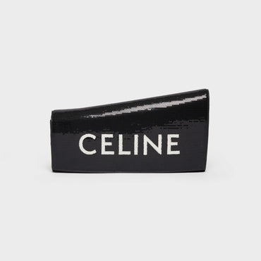Evening Asymetric Clutch Top Handle Bag - Black/White