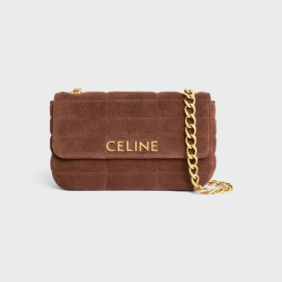 Women Celine Monochrome Quilted Chain Shoulder Bag - Brown