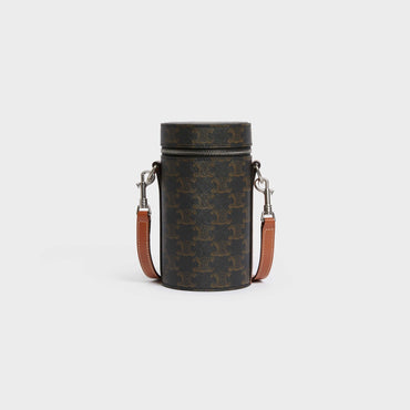 Triomphe Canvas Vertical Cylinder & Calfskin - Tan