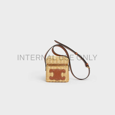 Cuir Triomphe Small Box Triom. Wicker & Calfskin - Natural / Tan