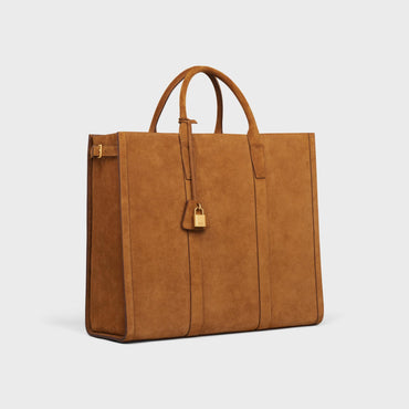 Celine Malaquais Large Cabas Suede Calf - Pecan