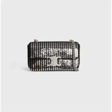 Claude Chain Shoulder Triomphe Striped Sequins - Black / Silver