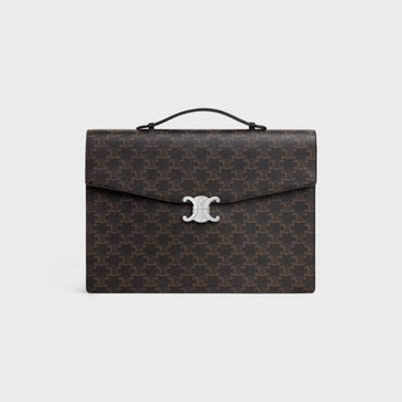 Triomphe Canvas Document Holder Bag - Black