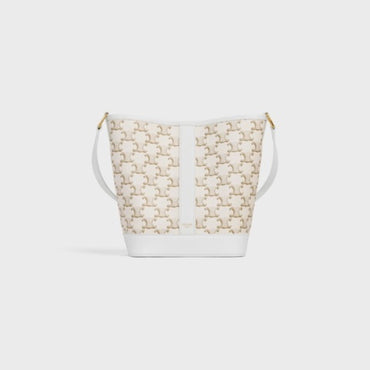 Triomphe Canvas Small Bucket - White/White