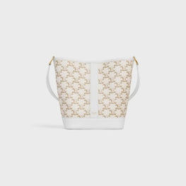 Women Triomphe Canvas Small Bucket - White/White