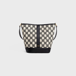 Women Triomphe Embroidery Small Bucket - Black