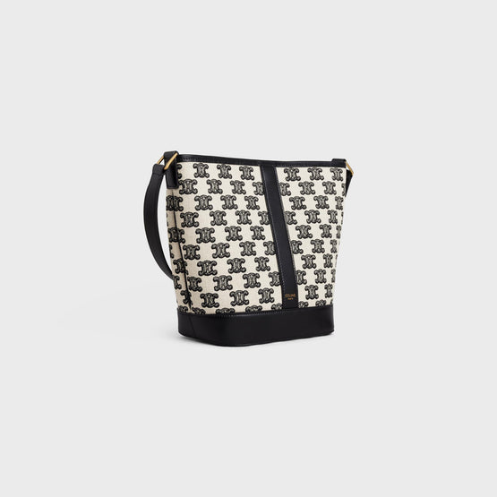 Women Triomphe Embroidery Small Bucket - Black