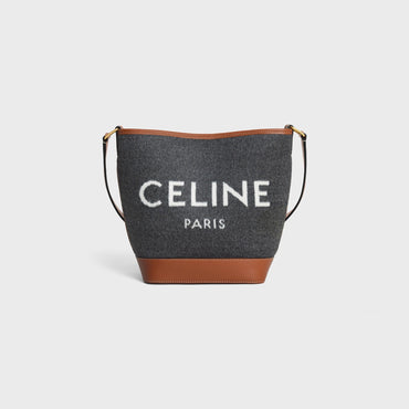 Cabas Celine Small Bucket Text.W/Cel.& Calf - Grey / Beige