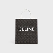 Triomphe Canvas Small Vertical Tote - White