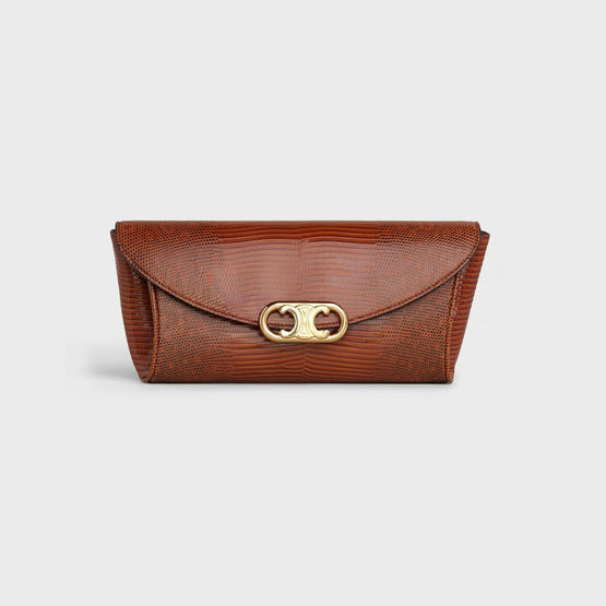 Women Maillon Triomphe Small Pleated Clutch - Tan