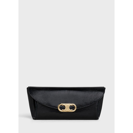 Women Maillon Triomphe Small Pleated Clutch - Black