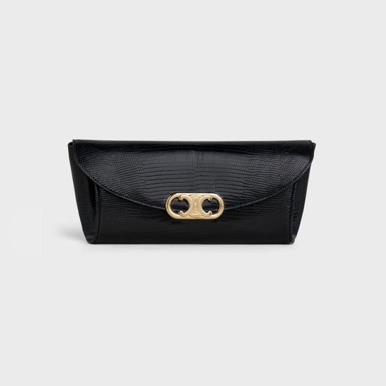 Women Maillon Triomphe Small Pleated Clutch - Black