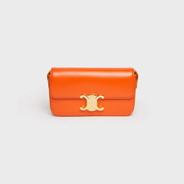 Claude Shoulder Bag Shiny Calfskin - Pop Orange