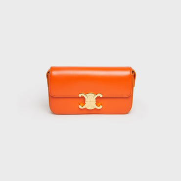 Claude Shoulder Bag Shiny Calfskin - Pop Orange