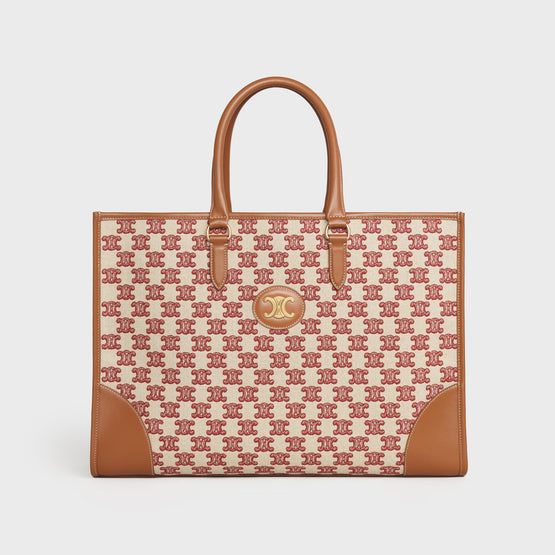 Women Triomphe Embroidery Horizontal Tote - Fox Red