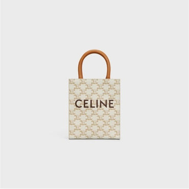 Triomphe Canvas Mini Cabas Vertical Celine Print - White