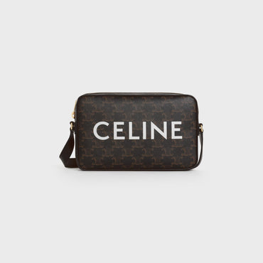 Triomphe Canvas Horizontal Messenger Crossbody Bag - Black