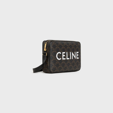 Triomphe Canvas Horizontal Messenger Crossbody Bag - Black