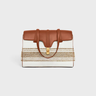 Medium 16 Soft 16 Striped Textile & Calfskin - Tobacco / Tan