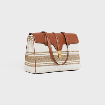 Medium 16 Soft 16 Striped Textile & Calfskin - Tobacco / Tan