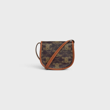 Triomphe Canvas Mini Messenger Bag - Tan