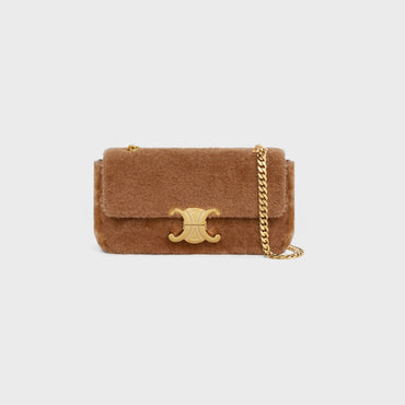 Claude Chain Shoulder Triomphe Shearling - Camel