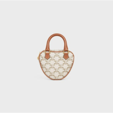 Triomphe Canvas Medium Celine Cœur Top Handle Bag - White