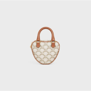 Triomphe Canvas Medium Celine Cœur & Calfskin - White