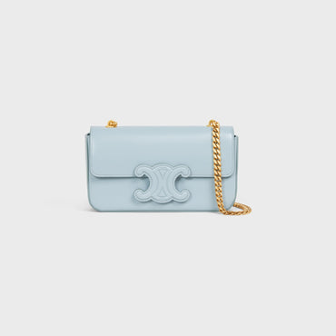 Cuir Triomphe Chain Shoulder Bag Shiny Calfskin - Ice Blue