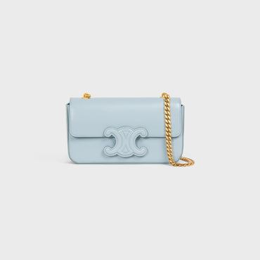Cuir Triomphe Chain Shoulder Bag Shiny Calfskin - Ice Blue