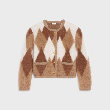 Veste Chasseur Mohair Brossé All Over Argyle - Honey