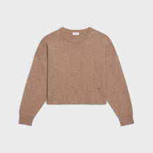 Triomphe Cropped Round Neck Sweater - Camel