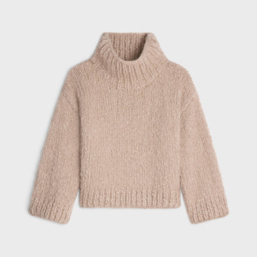 Oversized Mock Neck Sweater - Taupe