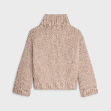 Oversized Mock Neck Sweater - Taupe