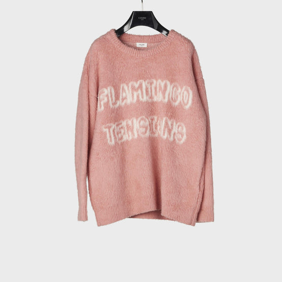 Men Oversized Round Neck Sweater - Bright Pink