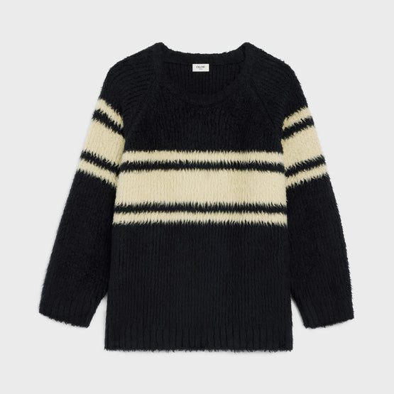 Men Oversized Round Neck Sweater - Black