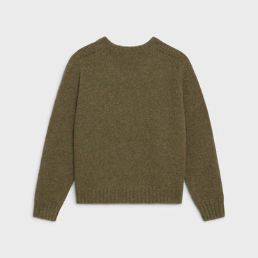Triomphe Boxy Round Neck Sweater - Khaki