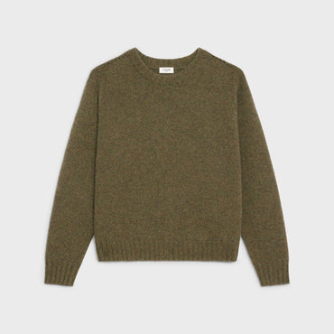Triomphe Boxy Round Neck Sweater - Khaki