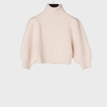 Boxy Turtle Neck Sweater - Pale Pink